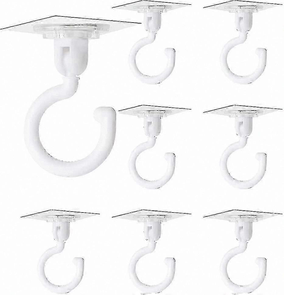 8-Pack Clear Self-Adhesive Hooks, 360 Swivel Hanging Hooks for Wall or Ceiling, No Drilling Required