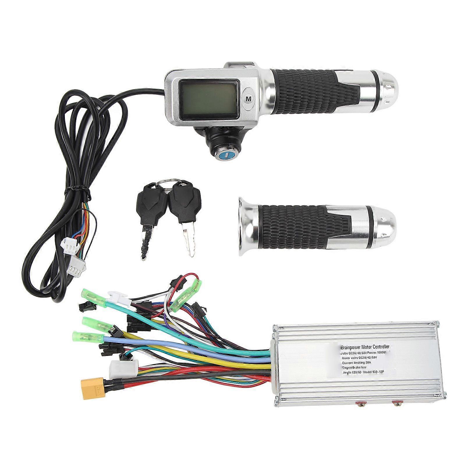 36V 48V 1000W 38A Sine Wave 3 Mode Brushless Controller Full Twist Throttle Grip with Panel Bike Conversion Set