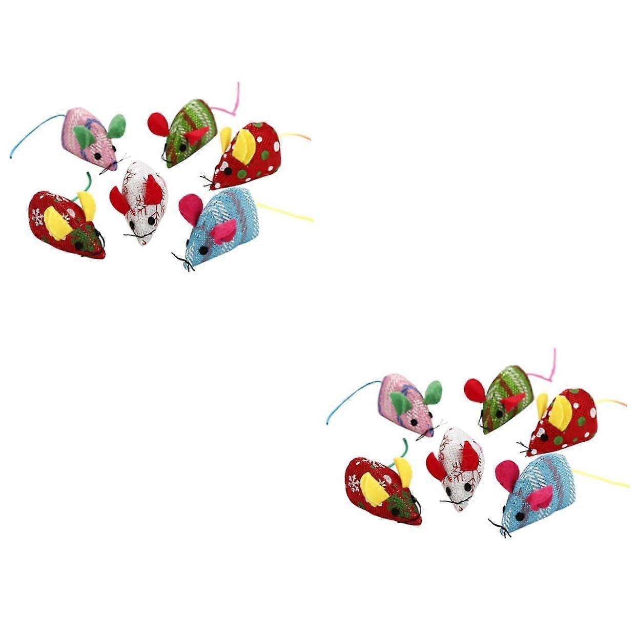 Pack of 12 Plush Mice Cat Toys for Small Cats, Teaser Toys for Mental Stimulation, Soft Fabric Pet Play Mice