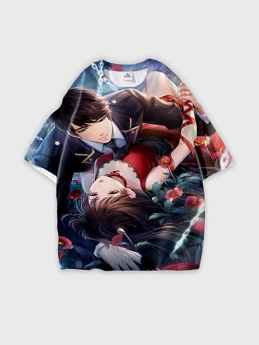 T-shirt round neck Role Pattern loose short sleeve E906