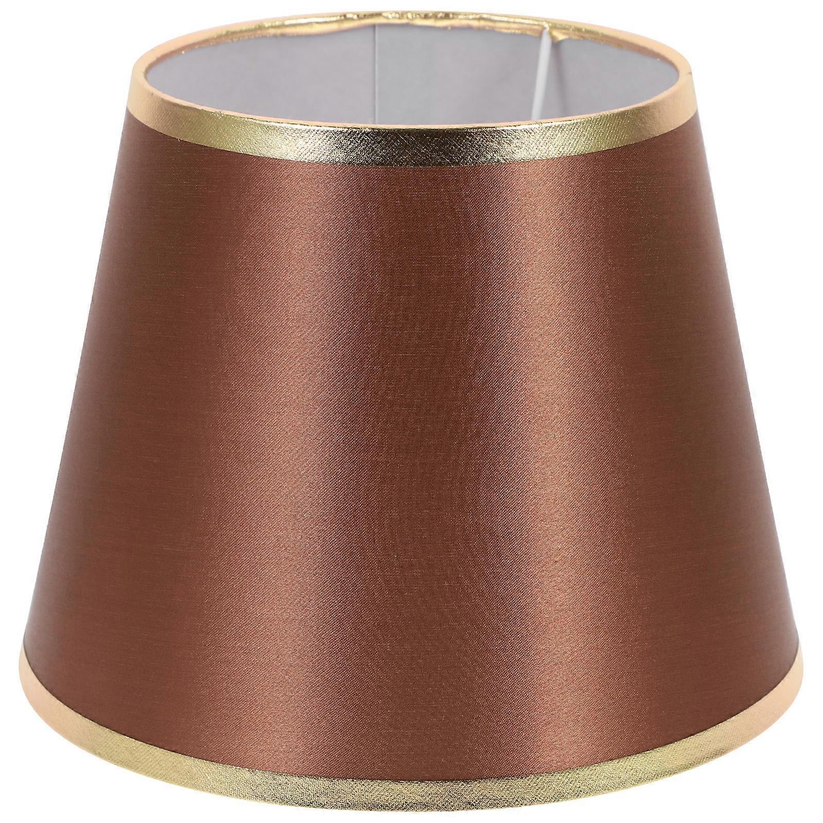 Round Coffee Gold Fabric Lampshade Replacement for Table and Floor Lamps – Stylish Bedroom Decor Light Cover