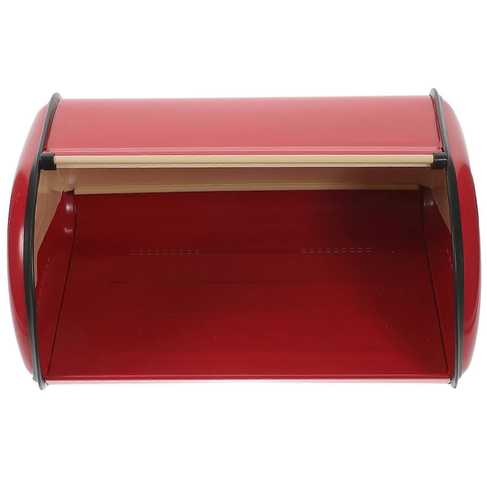 Countertop Bread Box Red Metal Bread Storage Versatile Use for Kitchen