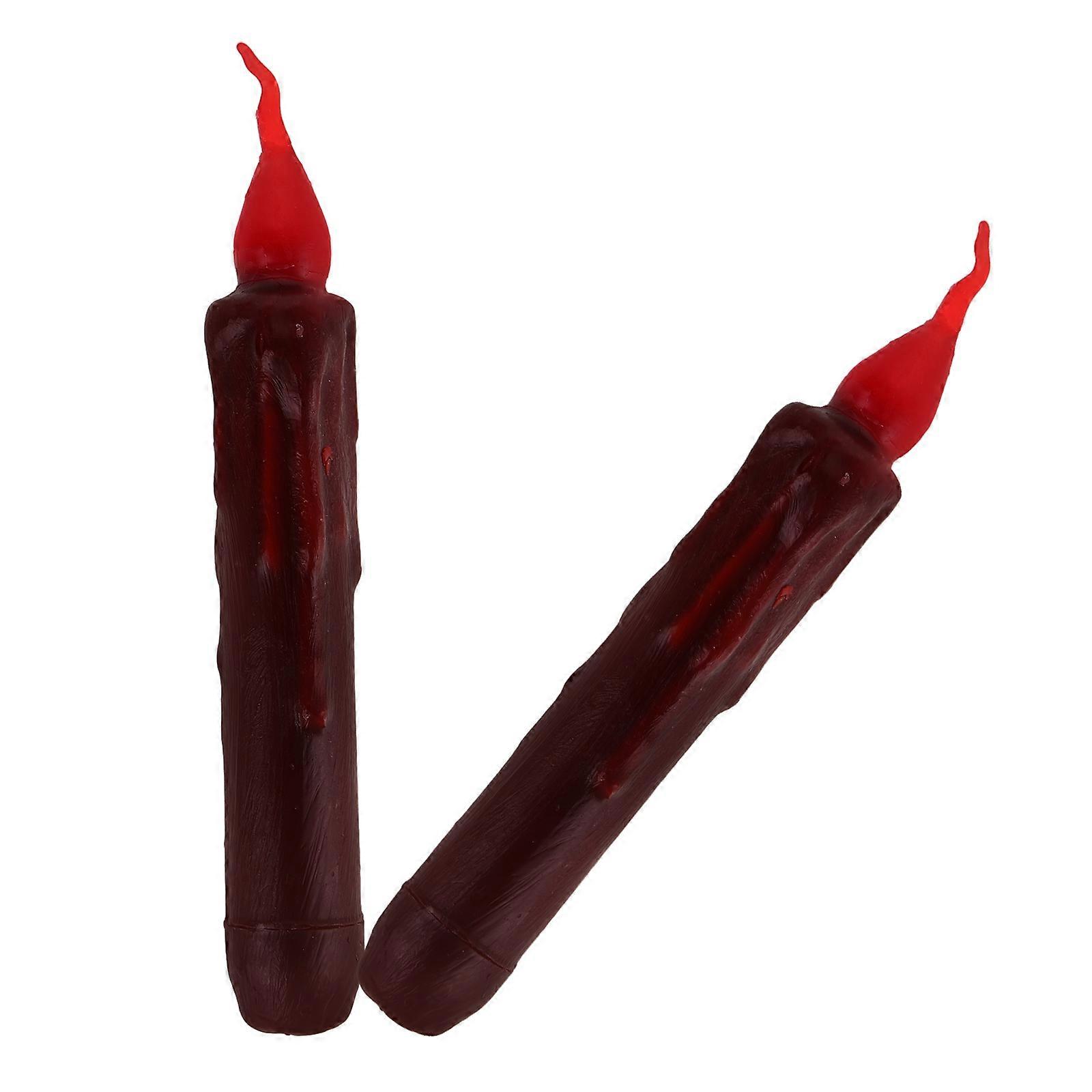 2pcs Dark Red LED Candle Lights with Remote Control for Decor ABS Paraffin Flameless Warm Light