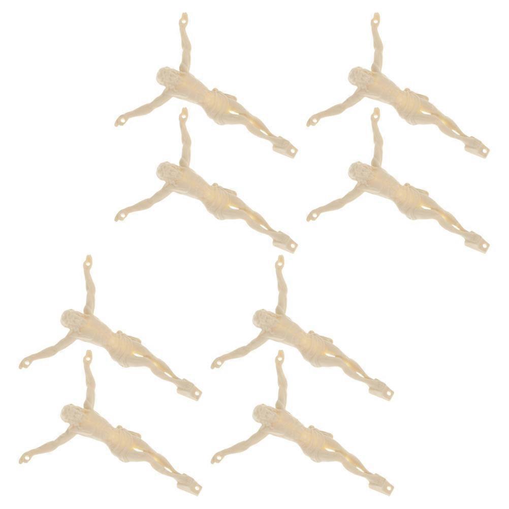 Ivory Jesus Figurine Charm for DIY Religious Craft and Home Decor Plastic 8pcs Miniature Statue
