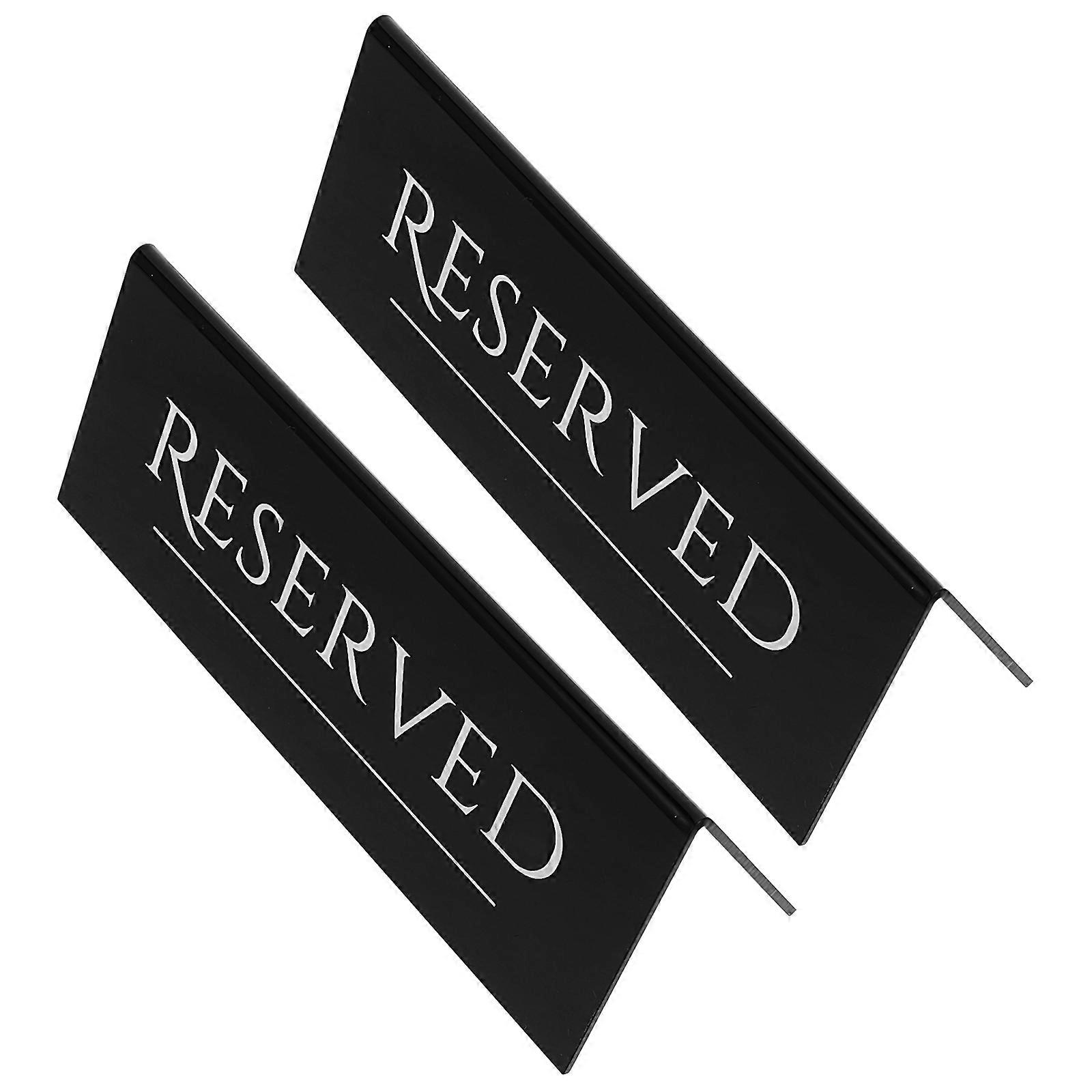 Black Acrylic Table Sign for Public Use Clear Visibility and Elegant Design 2 Pieces