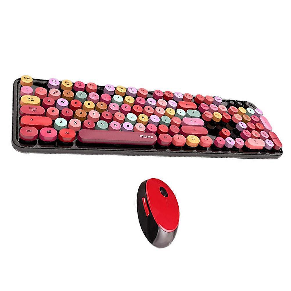 Computer Keyboards Multi Device Keyboard Mouse Combo Laptop Keyboard Wireless Office Work Red 1Set