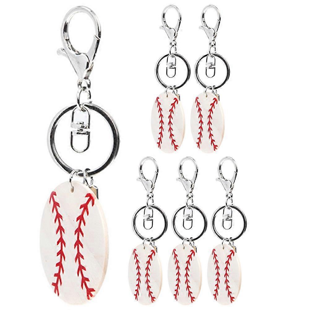 Baseball nøkkelring for gutter kreativ design hvit legering nøkkelring 6 stk