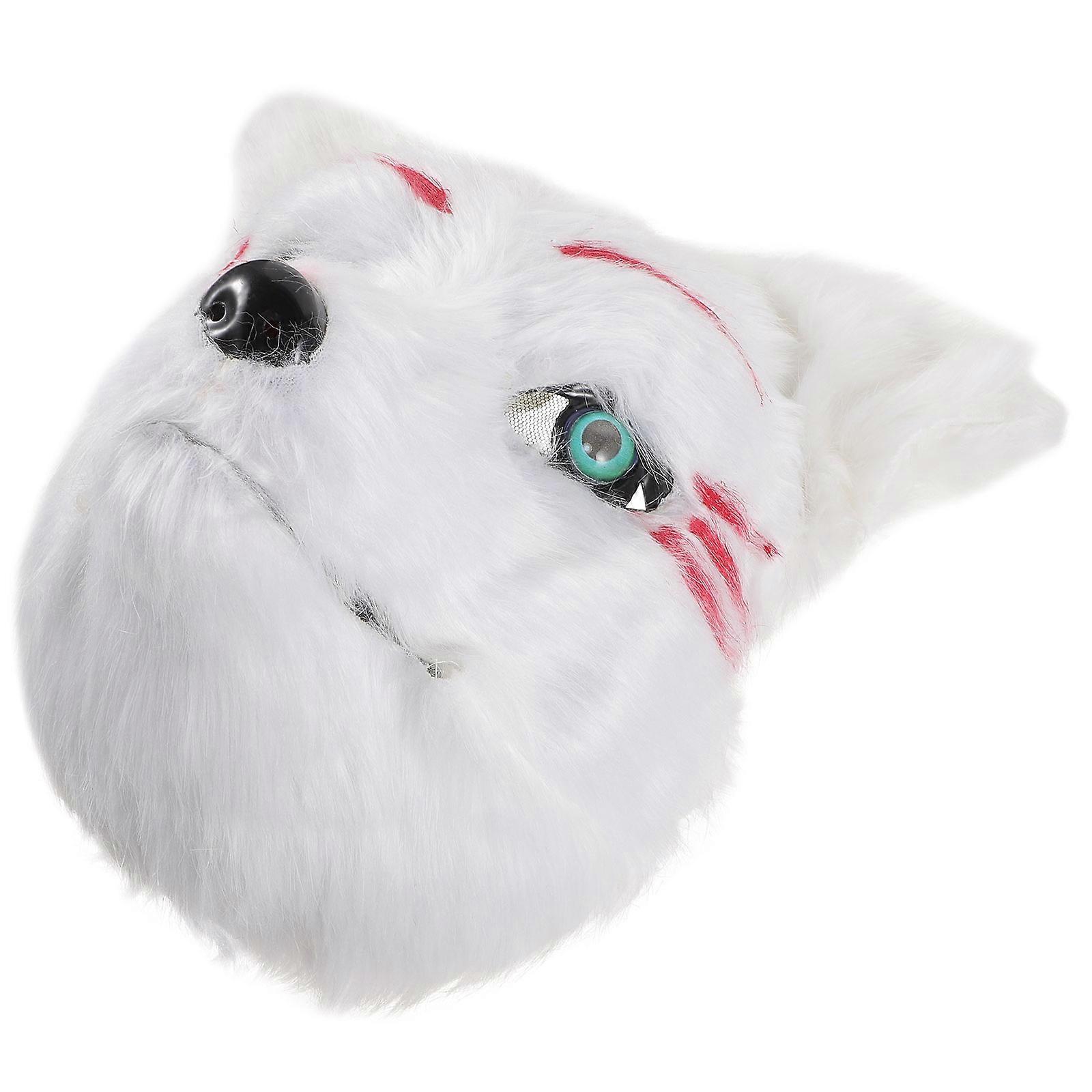 Fluffy Furry Cosplay Mask For Men And Women Halloween Dress Up White Color 1Pack