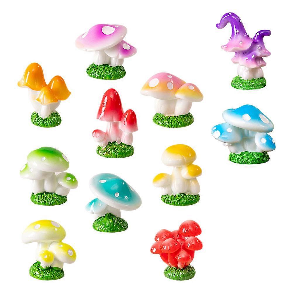Mini Mushroom Figurines Collection Of 11Pcs In Assorted Color For Enhancing Home And Office Decor With Unique Mushroom Shape