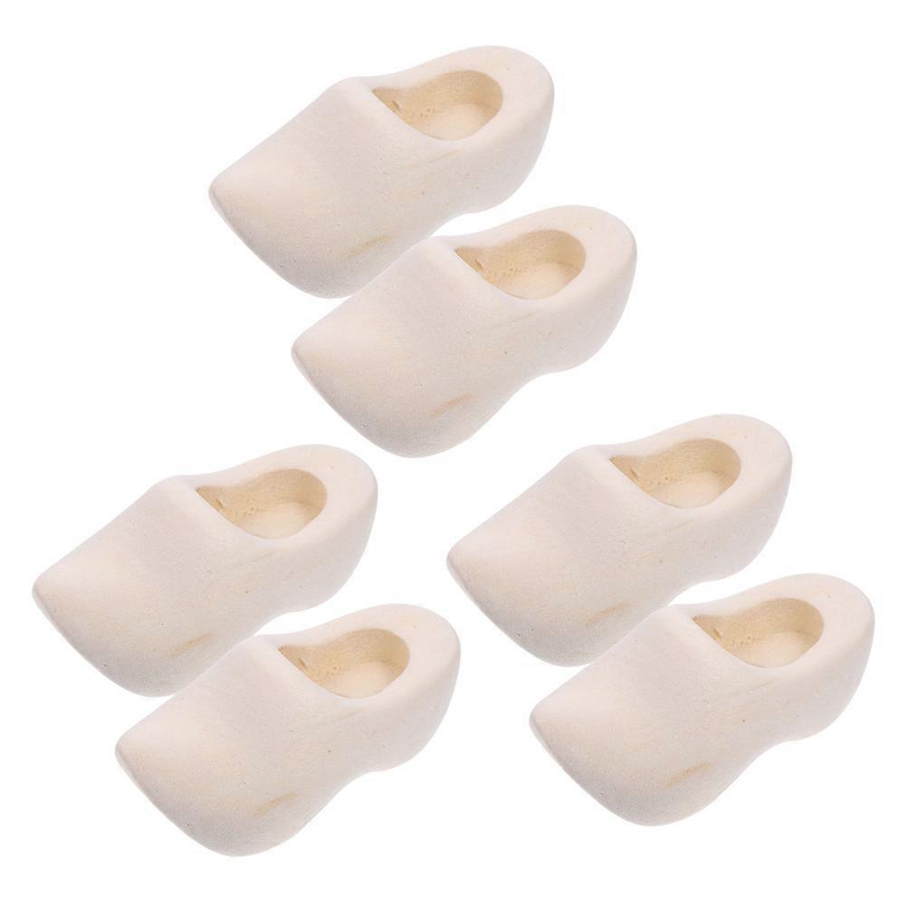 3 Pairs Mini Wooden Shoes Doll House Klompen Models DIY Craft Accessories for Miniature Decor and Dollhouse Enhancements