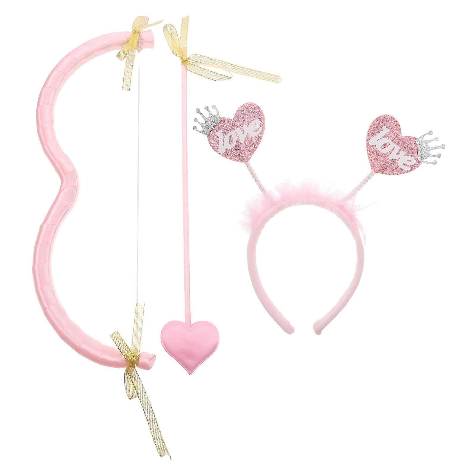 Cupid Headband Set for Valentine Party Decoration Pink Chinlon Comfortable and