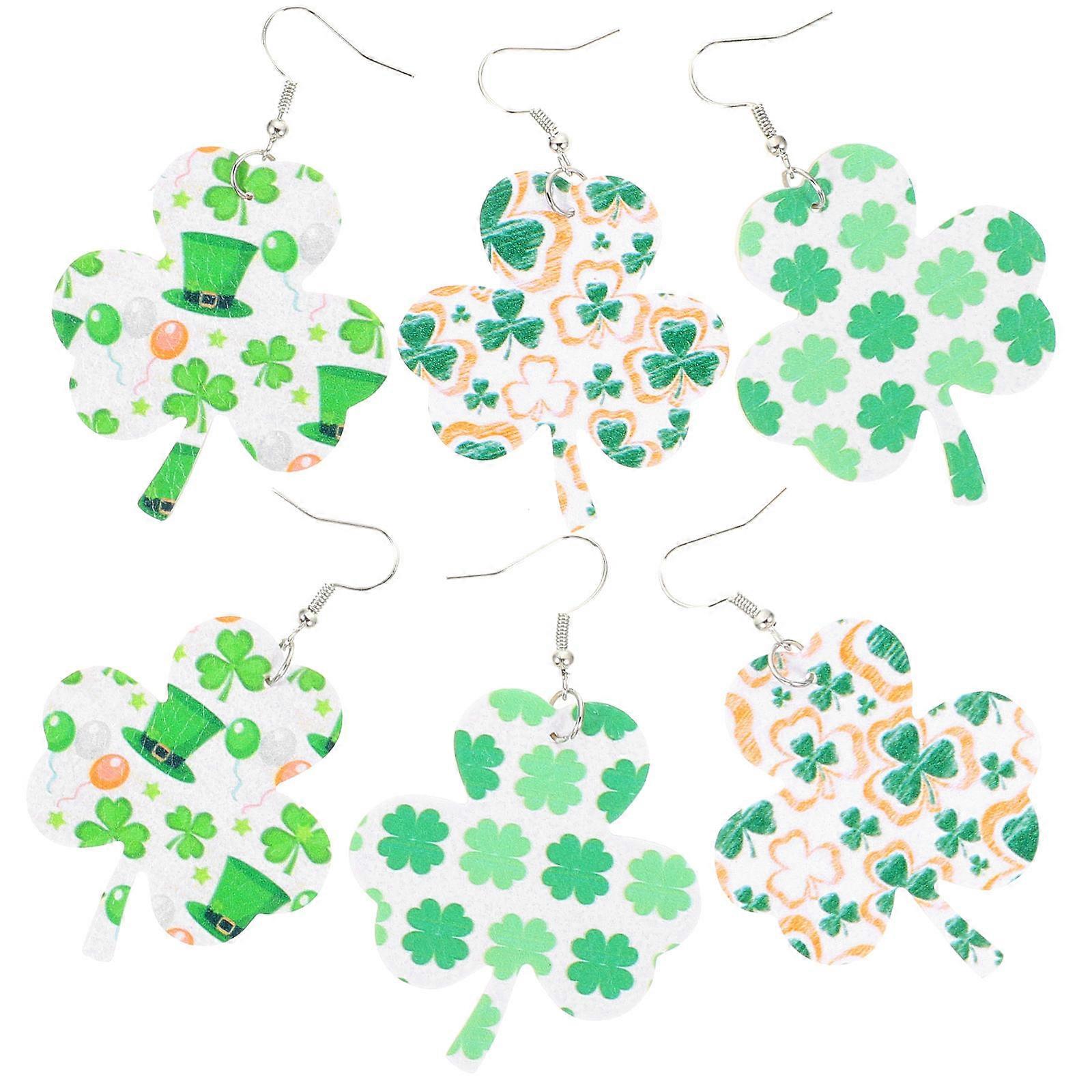St. Patrick's Day Clover Earrings for Women Artificial Dangle Earrings Assorted Color