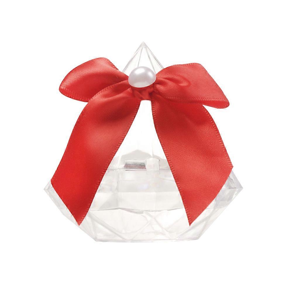 Decorative Favor Boxes 6Pcs Transparent Diamond Shape Candy Box Small Size Red Ideal For Wedding And Party Favors