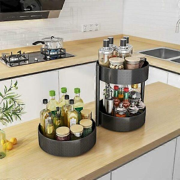 Rotating Spice Rack Spice Rack with Rotating Tray Carbon Steel Organizer for Spices, Spice Jar