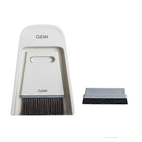 Desktop cleaning artifact, mini table, desk, dustpan, broom set, soft keyboard cleaner, durable, 2 brushes (Color: Light Grey)