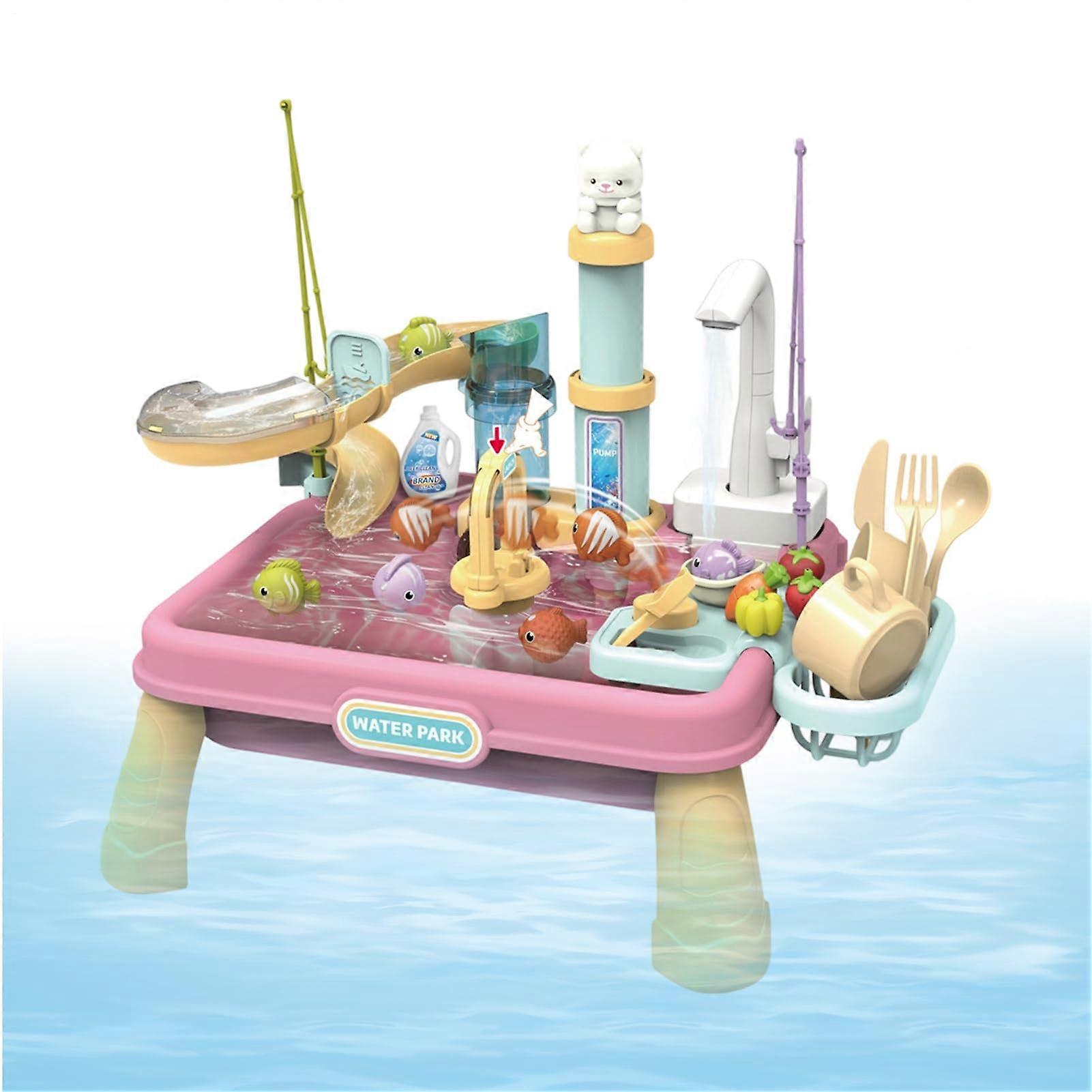 Water Play Table Toy Set Outdoor Play Table for Water Activities, as an Interactive Outdoor Game and Summer Learning Toy for Girls, Toddlers, and...