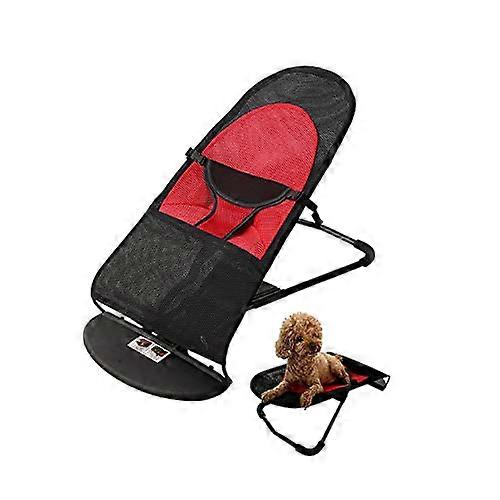 Foldable Dog Swing Bed with Adjustable Frame, Breathable Fabric, Non-Slip Feet for Small Pets Indoor (Red)