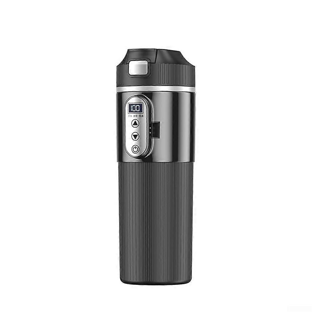 Electric Car Kettle with LCD Display, Travel Water Boiler for Hot Drinks, 12V Compatible, Black Color, Compact Size