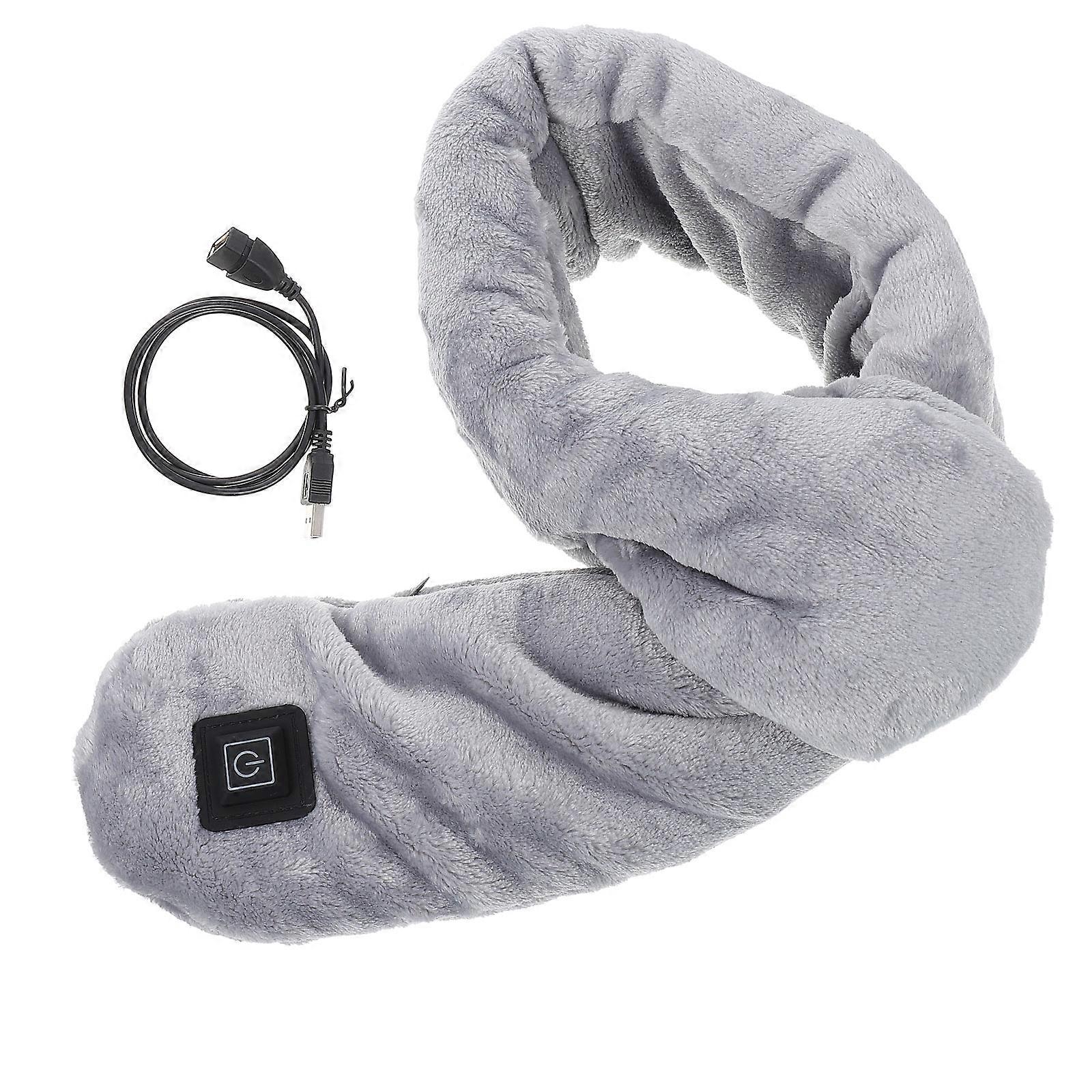 USB Heated Scarf Cold-Proof Neckwear Ideal for Winter Outdoor Use Featuring Comfortable Short Plush Material in Grey 1Set
