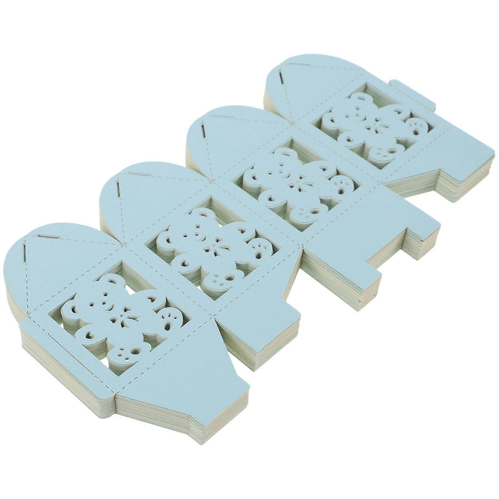 50pcs Hollow Design Bear Candy Boxes For Special Occasions Sky-Blue Perfect For Gifts Storage