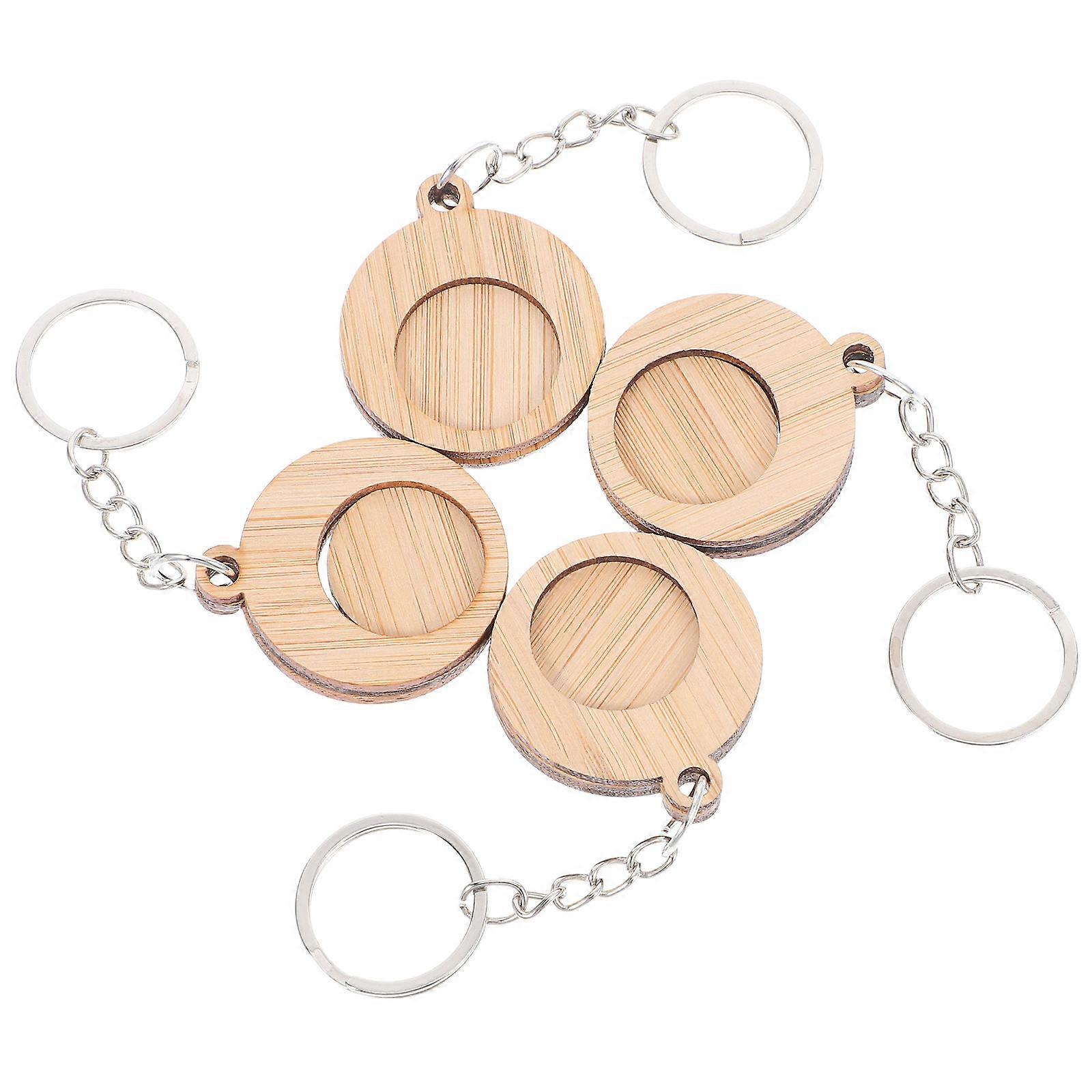 Bamboo Shopping Cart Token Keychain with Light Yellow Color for Daily Use and Sharing Comes in a Set of 4 Pieces