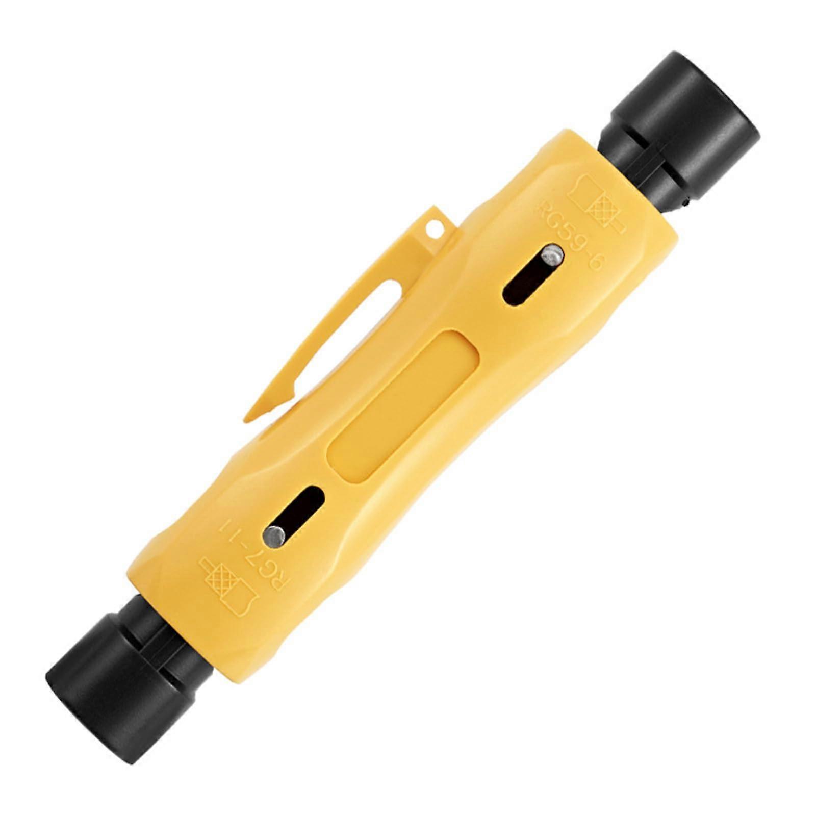Coaxial Cable Stripper Tool Handheld RG59 RG11 RG7 RG6 Compatible, Electrical Repair Tool, Yellow