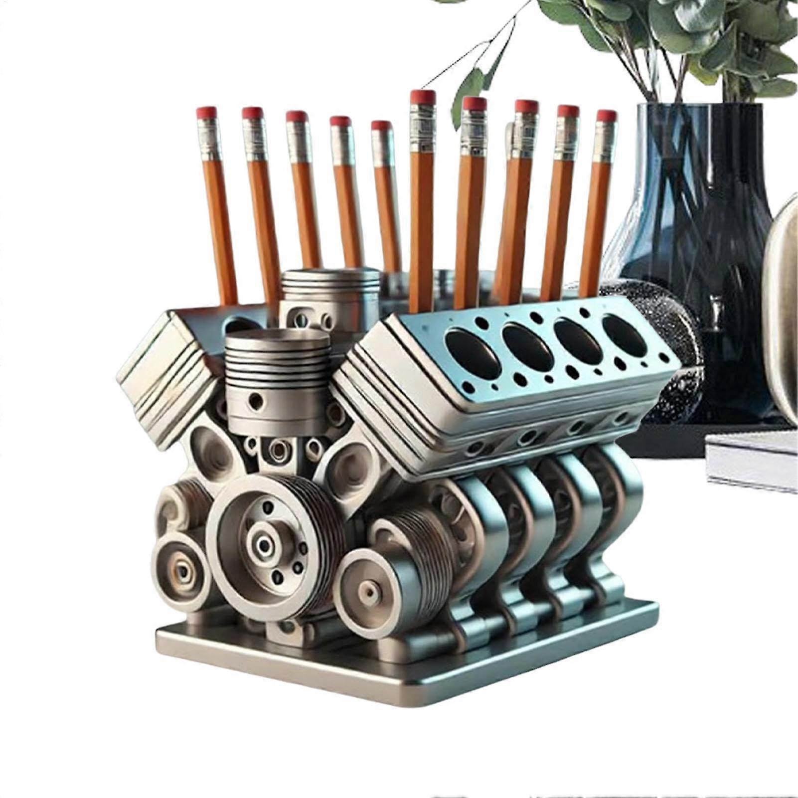 Pen Holder with V8 Engine, Engine Block Pencil Organiser, Desktop Stationery Holder With Realistic Car Design, Style B