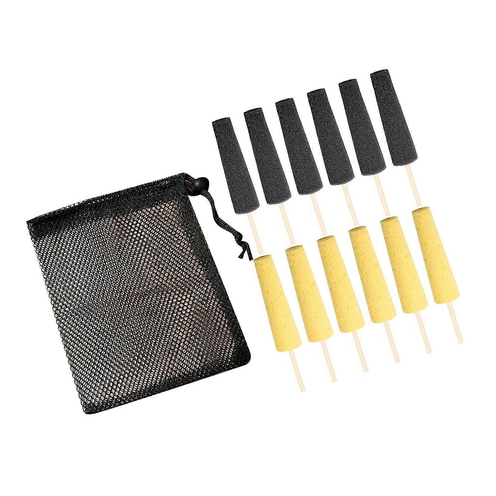 12Pcs Pottery Trimming Tool Sponge on Stick Wood Handle Ceramic Clay Trimming Sponge Tool For Pottery Shaping Smoothing Multicolor