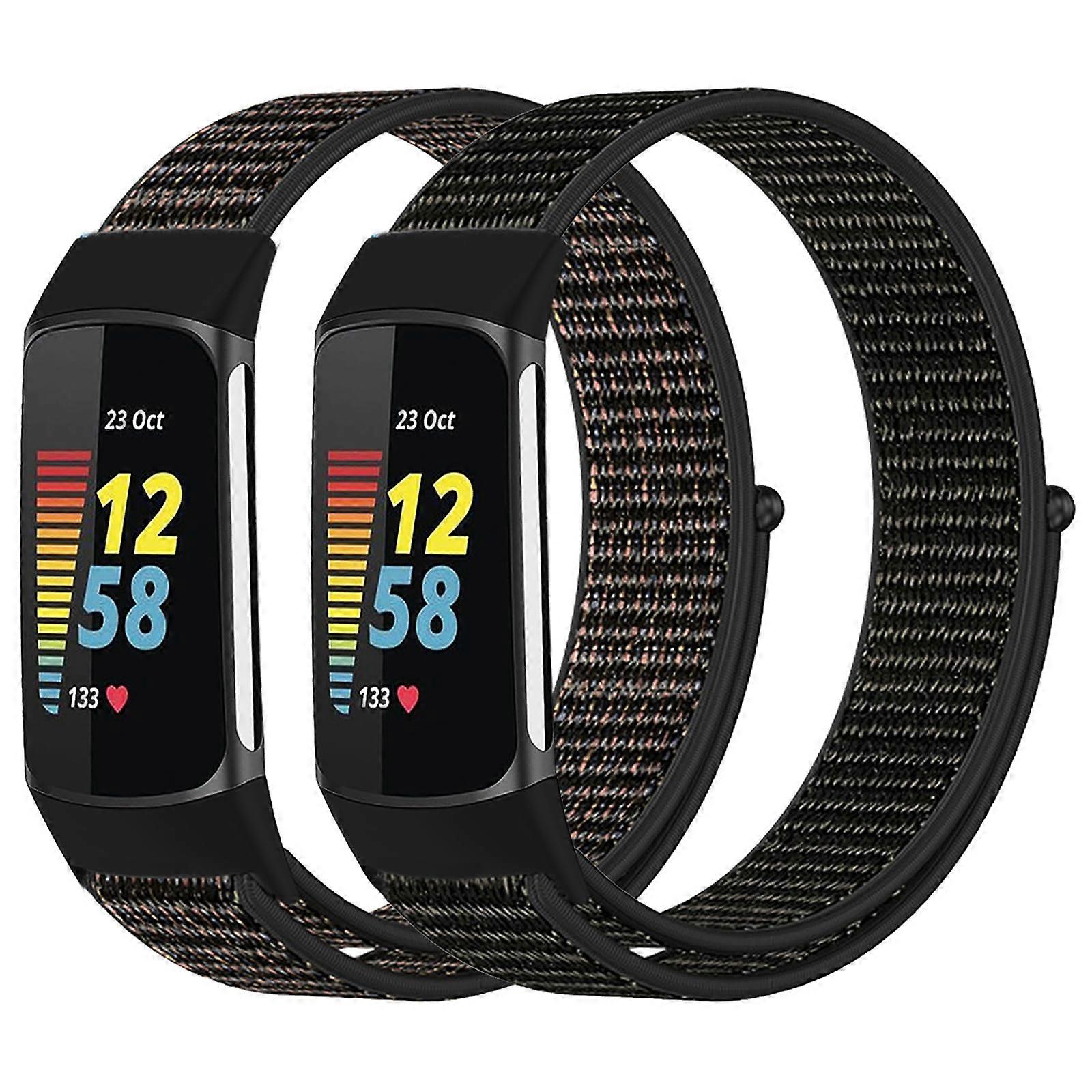 Nylon Braided Bracelet for Fitbit Charge 6 and Charge 5, Unisex, Black Color, Durable Material, Adjustable Size