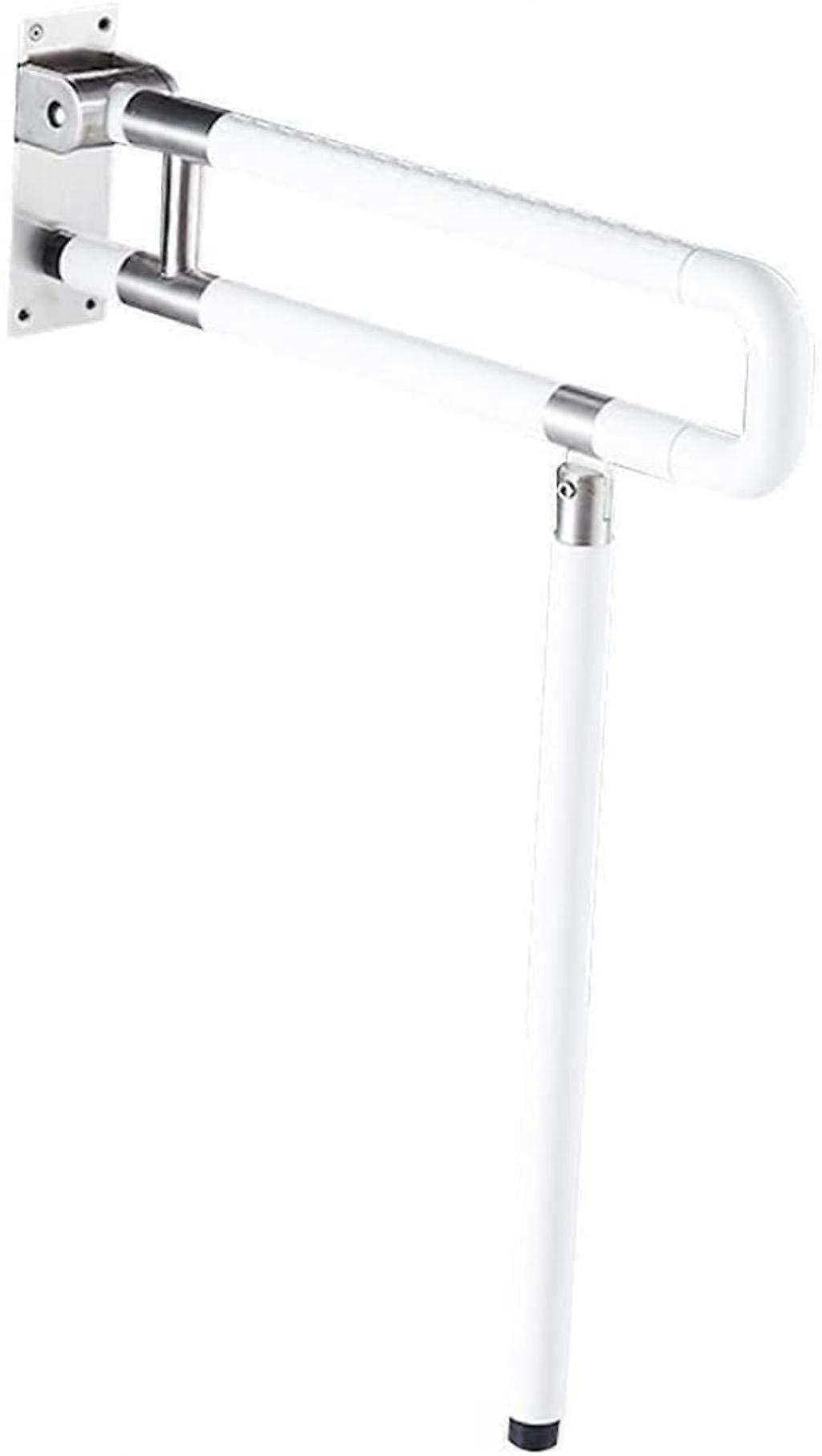 Safety handrail, Ushaped standing half rails, WCshower balance aid, white with leg, 60 cm
