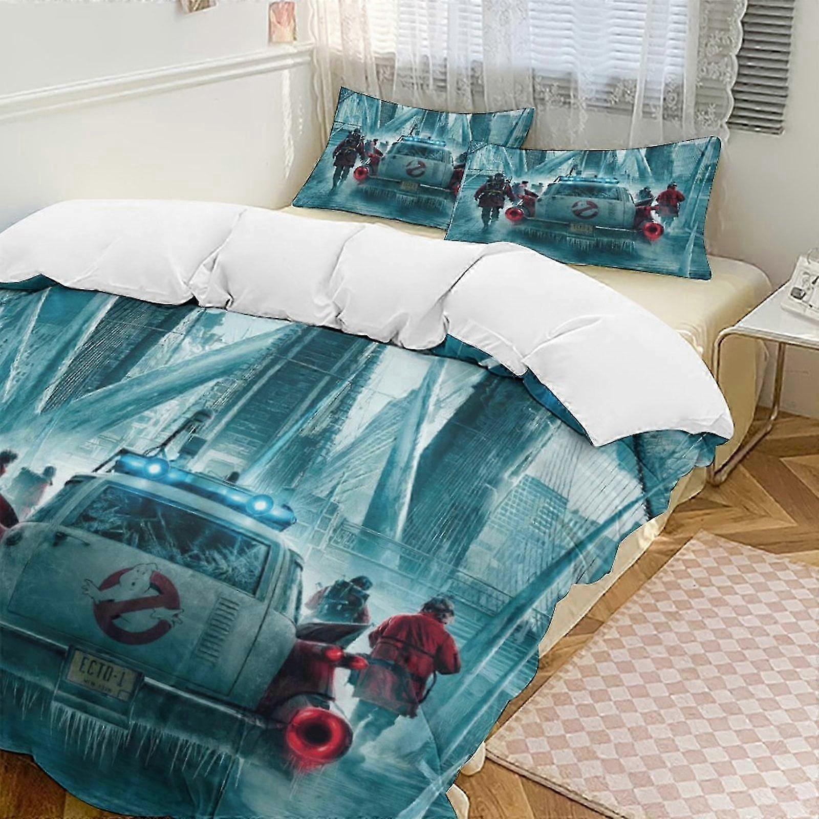 v7155 Bed Sheets Bedding Ice City GHOSTBUSTERS Comforter Set Soft 3 Pcs Twin Bedding Sets Thicken for All Season, 1 Comforter 2 Pillow Shams Bed Sh