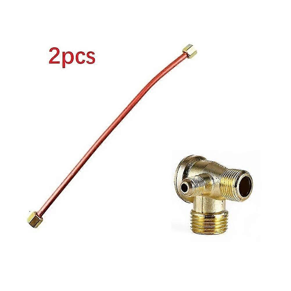 200mm Exhaust Pipe with 3-Port Zinc Alloy Check Valve for Air Compressor Parts G1/8 Replacement Check Valve Power Tool Accessories~1012