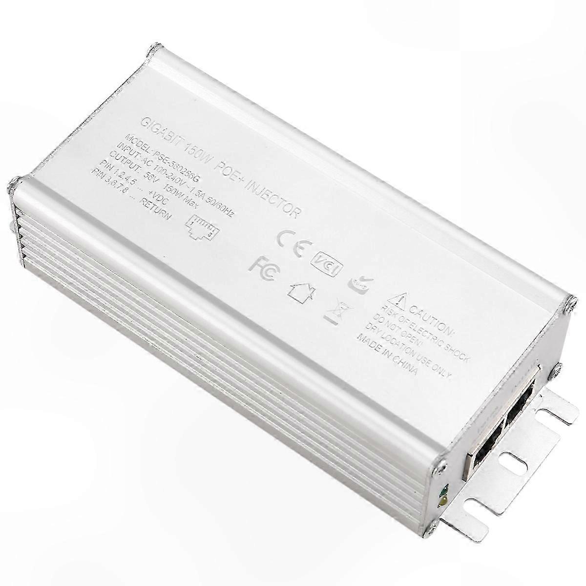 150W 2.5Gbe PoE Injector AC Voeding 100-240V Input 48-57V Output EU-stekker voor netwerkapparaten