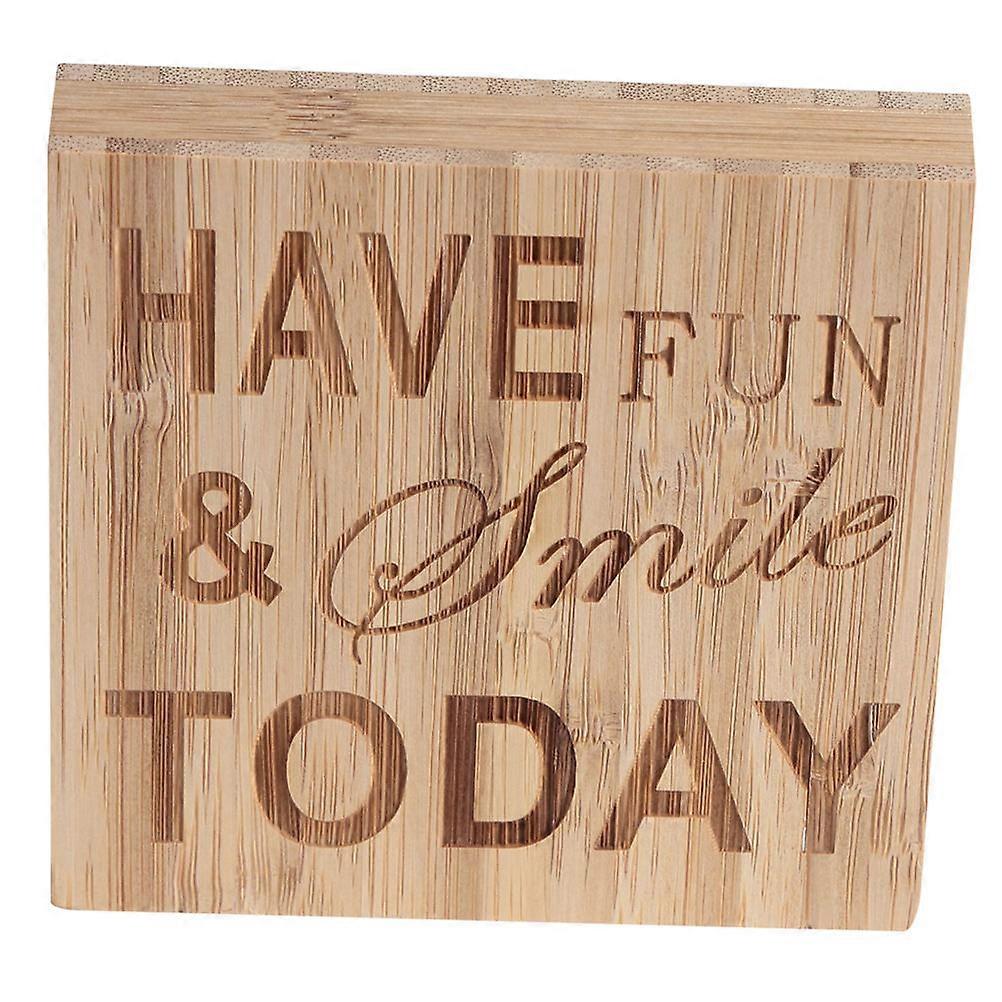 Bamboo Decorative Block Sign with Warm Words for Home Party DecorationChocolate Color 7 inch