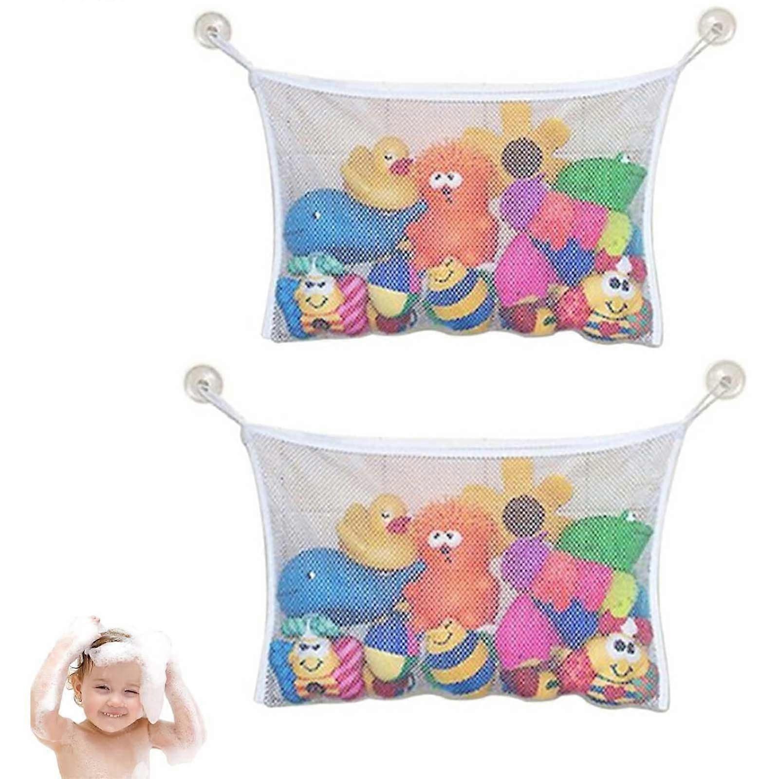 Bath Storage Organizer 2 Pcs Set, Quick Dry Mesh Bath Net for Baby and Kids, Mold-Free Tub Storage Solution