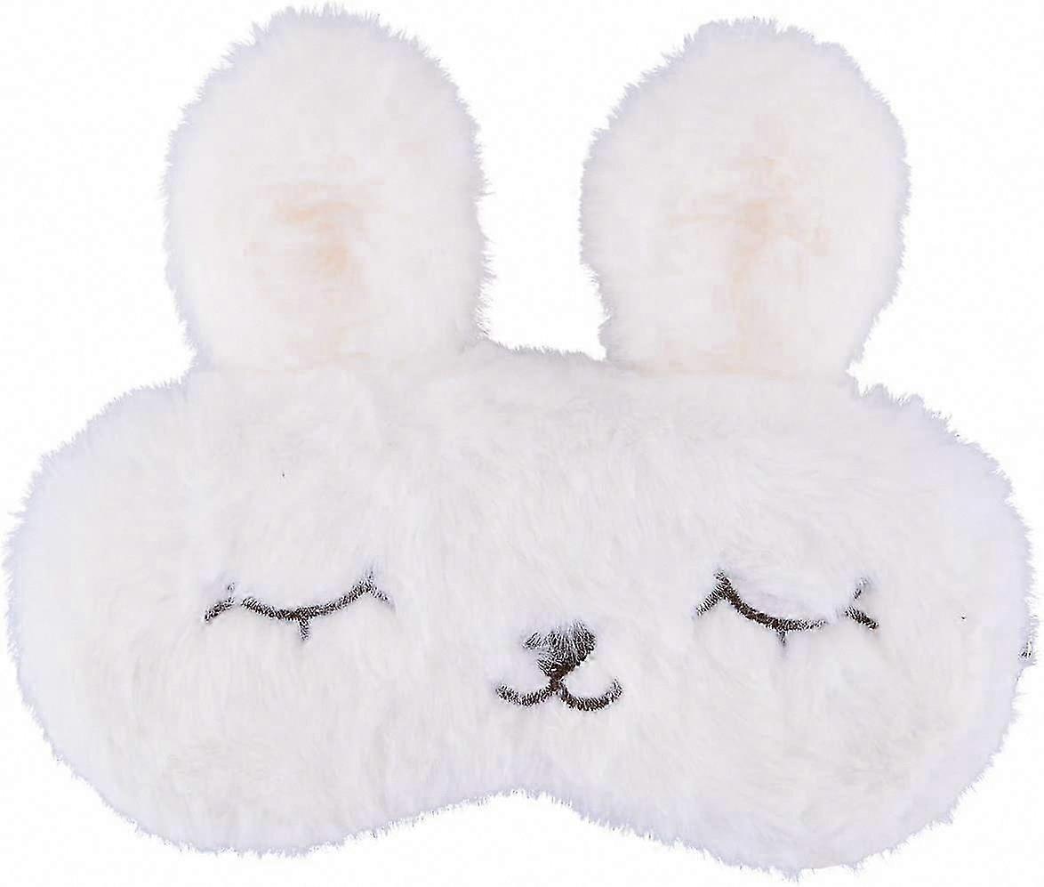 Cute Rabbit Plush Sleep Mask for Travel & Sleeping with Elastic Band Eye Cover