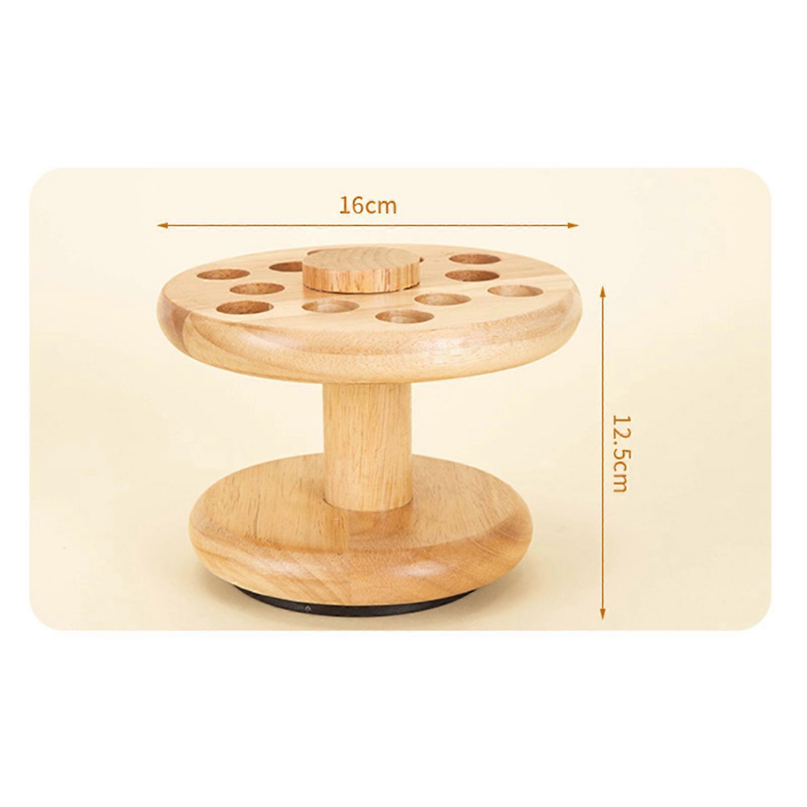 Rubber Wood Rotating Storage Rack Hairdressing Scissors and Comb Organizer Multi-Purpose Storage Rack for Home Salon Use