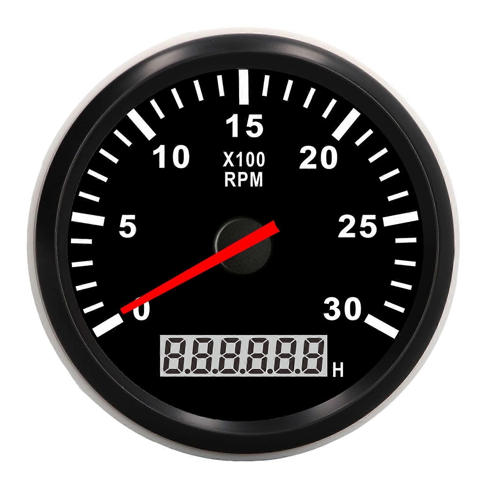 85mm Tachometer Gauge 3000RPM IP67 Water Resistant with LCD Hourmeter Red Backlight Ref: 9460