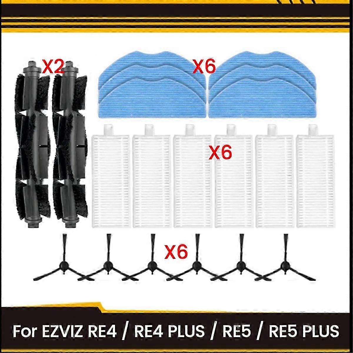 20PCS Accessories Kit for EZVIZ RE4 / RE4 PLUS / RE5 / RE5 PLUS Vacuum Cleaner - Roller Side Brush Kit