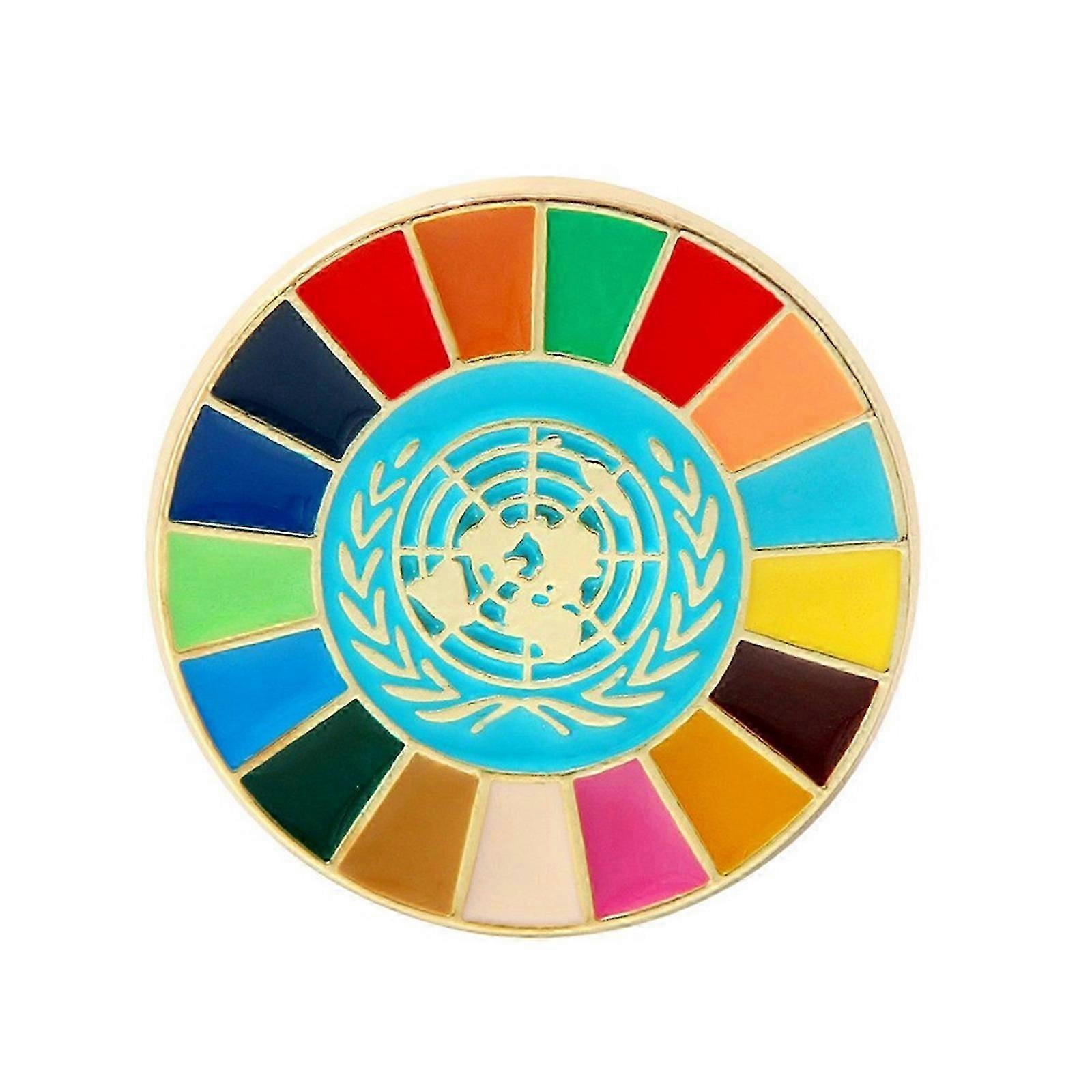 United Nations Sdgs Rainbow Enamel Pin Sustainable Development Goals Lapel Badge Multicolor Brooch Clothes Decoration Silver