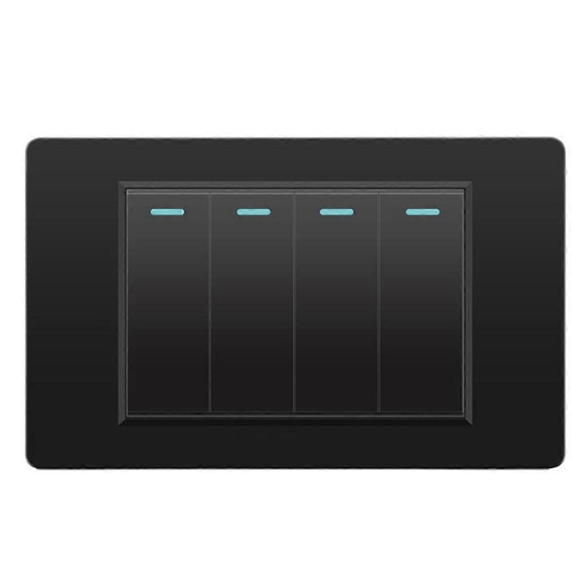 Wall Electrical Switches Light Switch 4 Gang 118mmx74mm Tempered Glass Panel Mechanical Button Switc