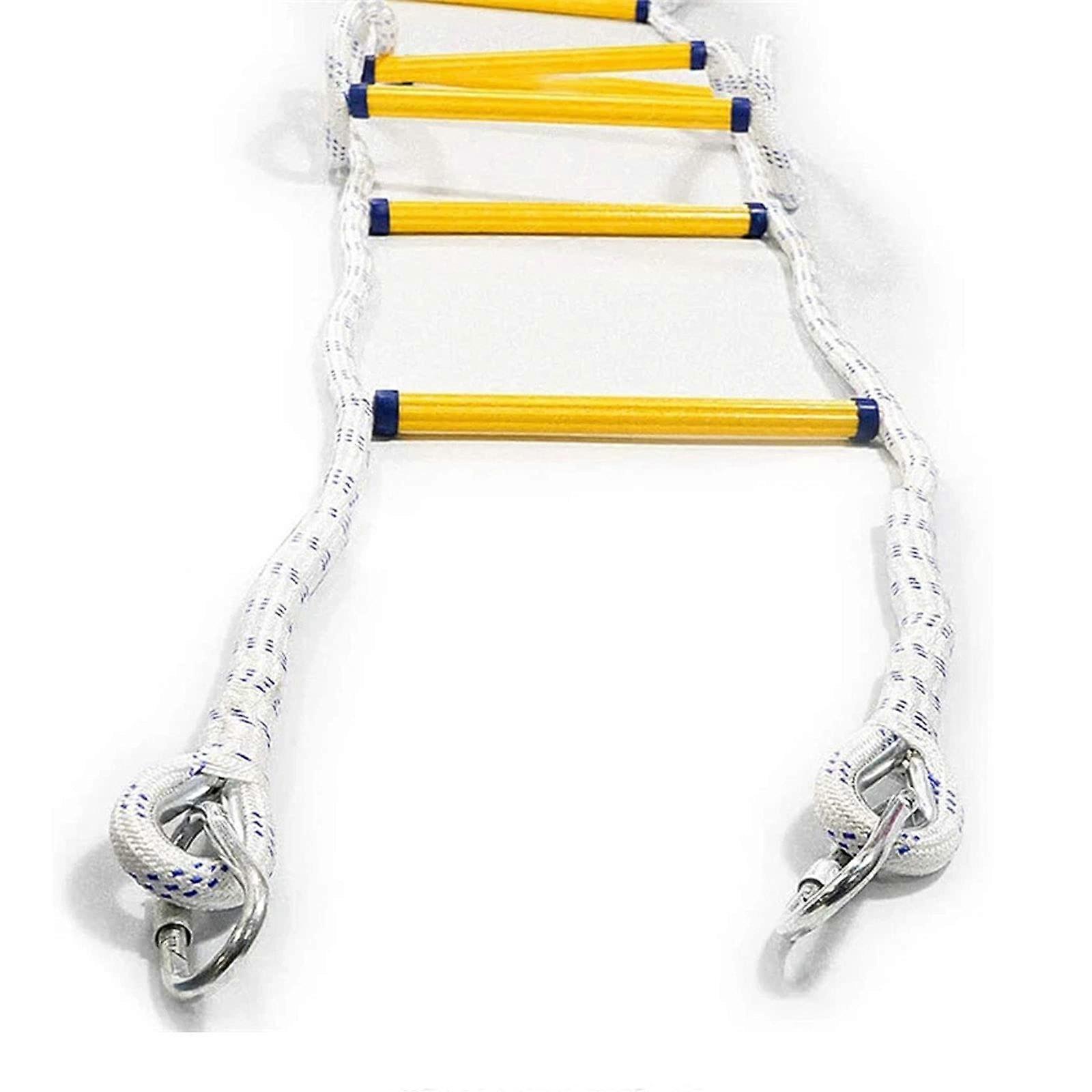 Emergency Fire Escape Ladder, 18M/59FT FlameResistant Rope, Portable For Windows, 420kg Capacity, White/Yellow