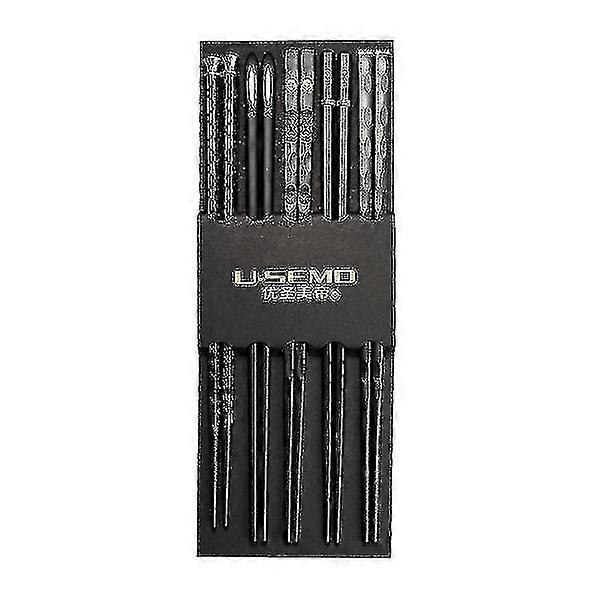 5 pairs of alloy chopsticks with laser engraving Non-slip reusable sushi chopsticks