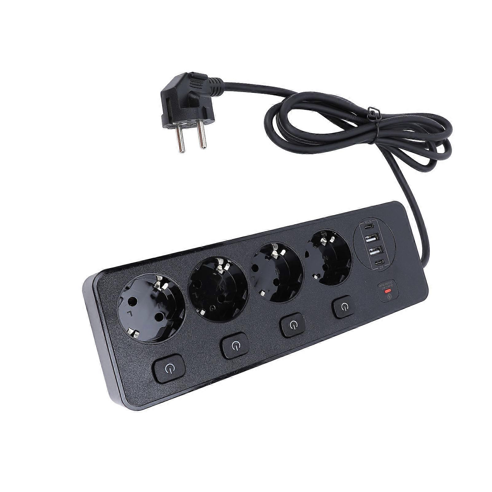 Regleta de 3250W 4 Salidas 2 USB + 2 Puertos de Carga Rápida Tipo C