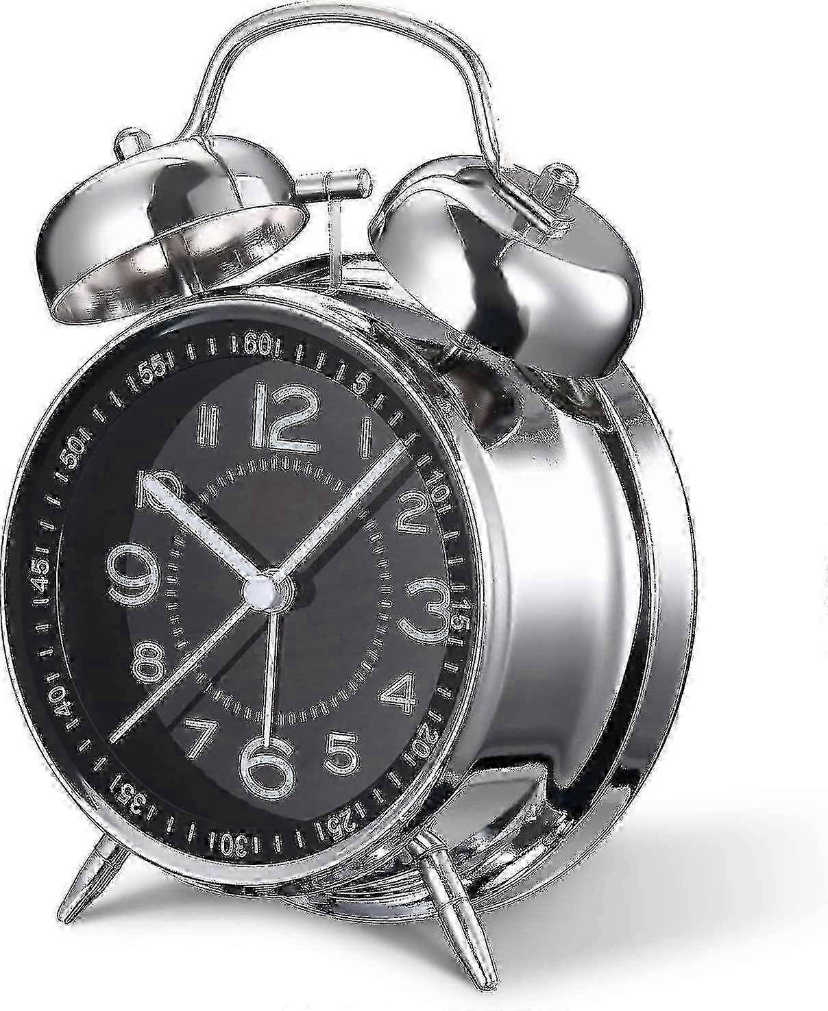 Loud Alarm Clock for Heavy Sleepers: 4-inch Non-Ticking Quartz with Backlight & Twin Bell