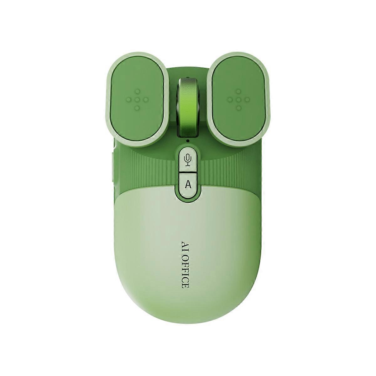 USB Rechargeable AI Wireless Mouse Silent 2.4G/Bluetooth Mouse AI Voice Control for Computer/Office Green