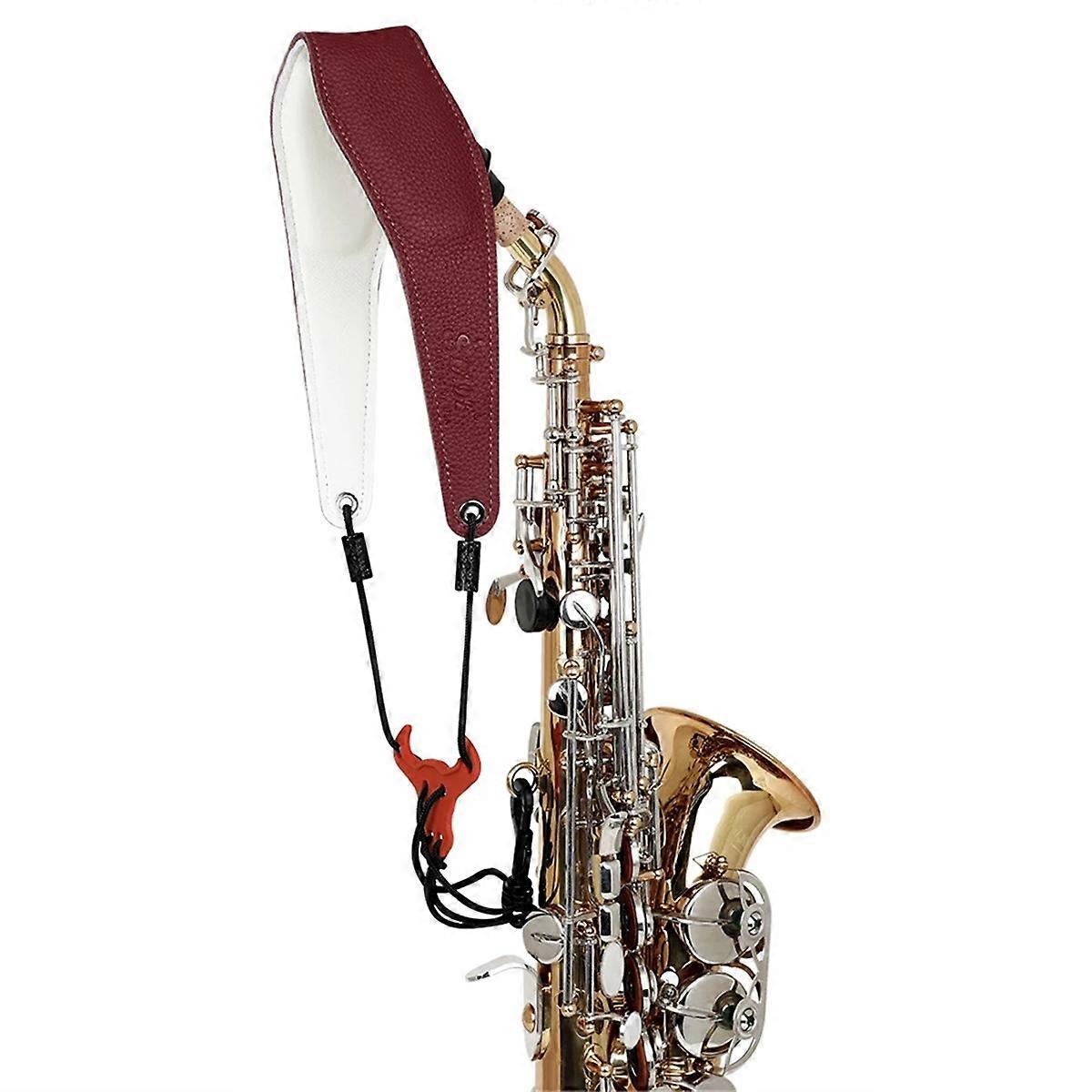 Adjustable Universal Saxophone Neck Strap with Snap Hook,Soft Leather Strap for Alto, Tenor, Baritone, and Soprano Sax