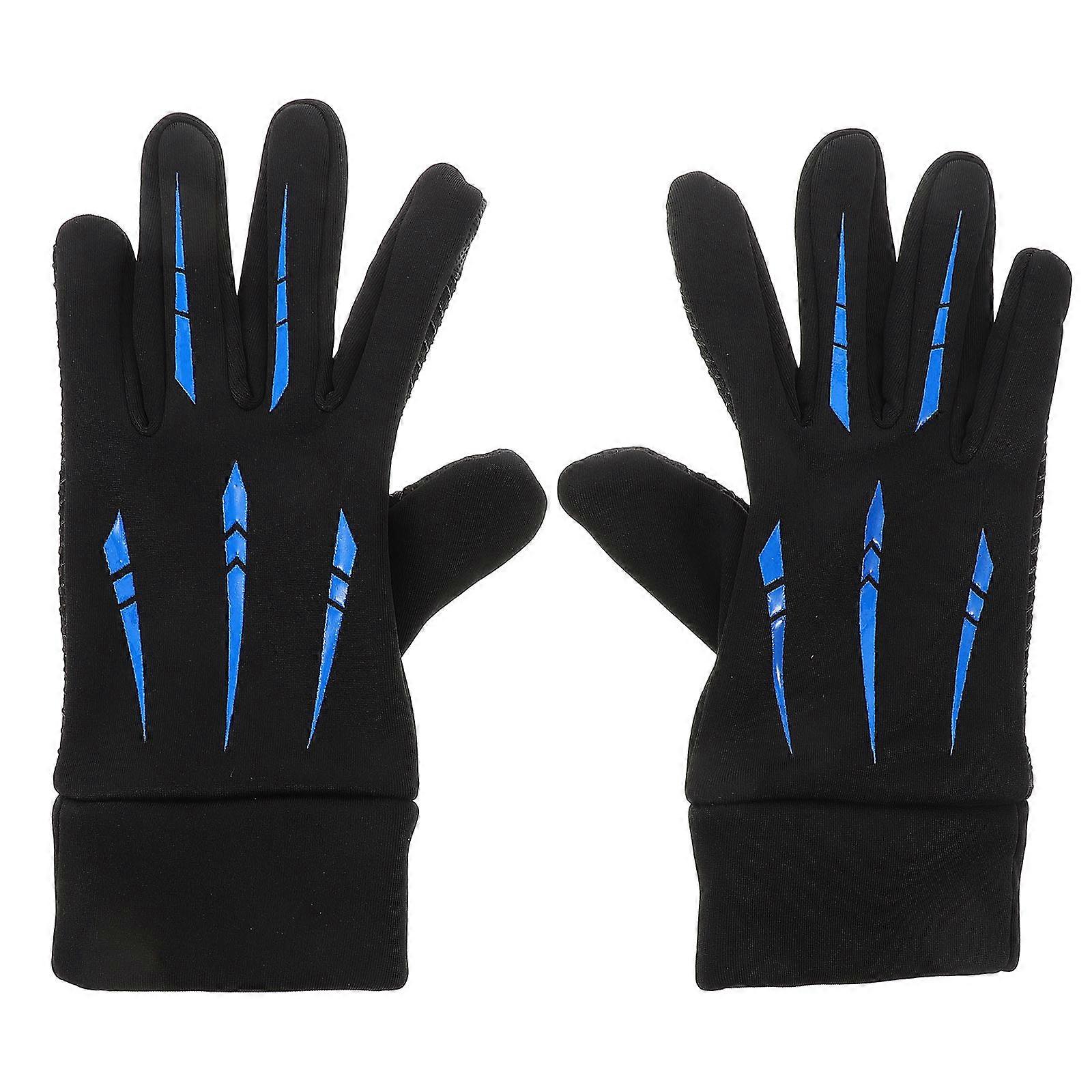 Black Polyester Winter Motorcycle Gloves Waterproof Windproof Touchscreen Compatible Full Finger Design 1 Pair