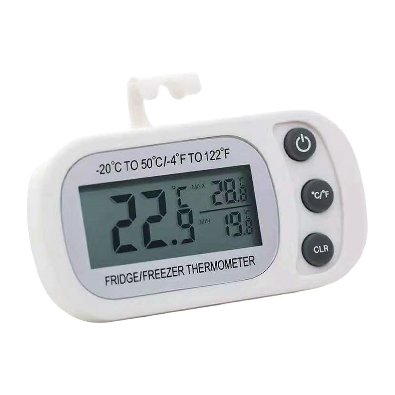 Refrigerator Thermometers Fridge Thermometer With Hook Max/Min Record Temperature Humidity Meter Large LCD For Home Cafe