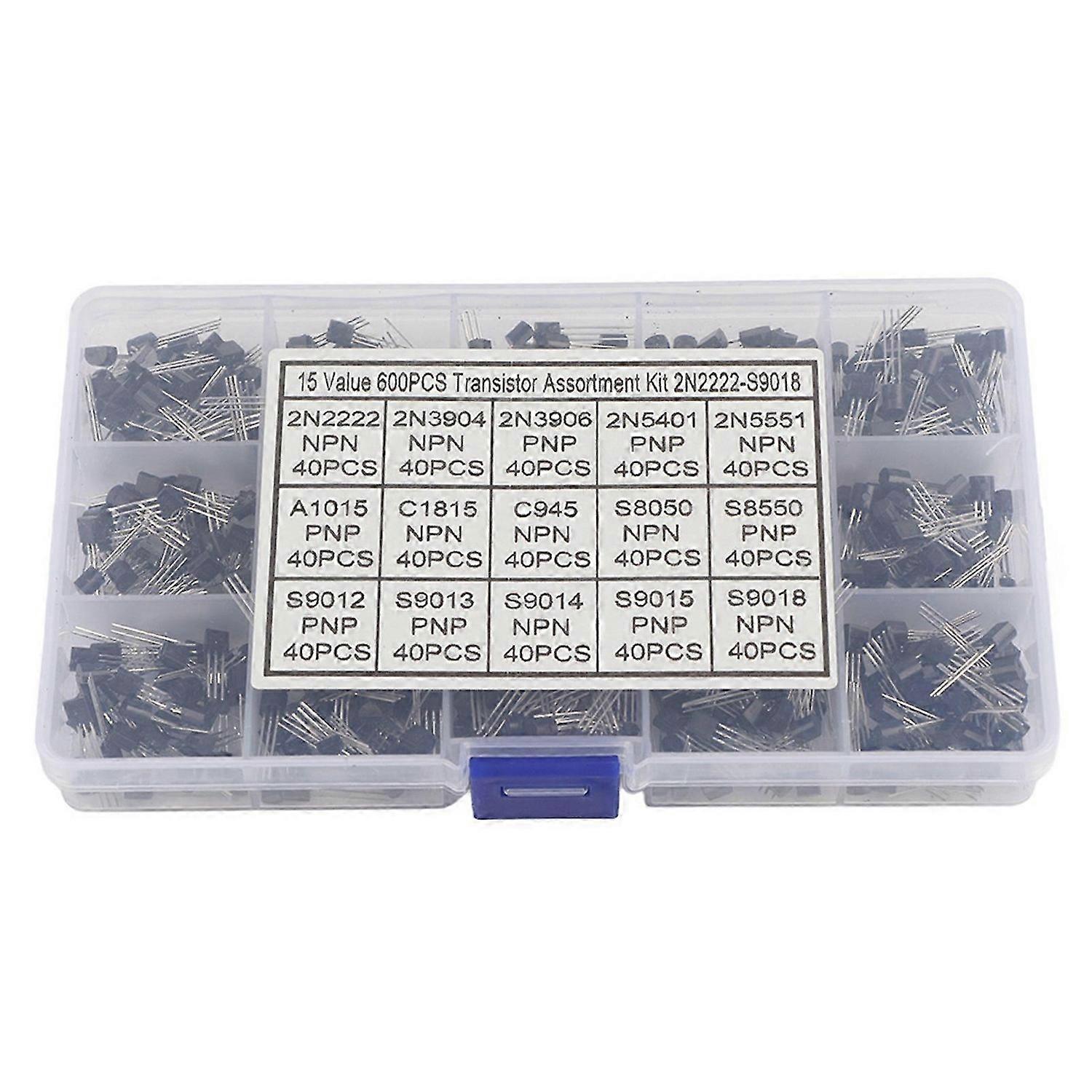 High quality 15 types of 600 transistor box sets TO-92 with 15 grid box